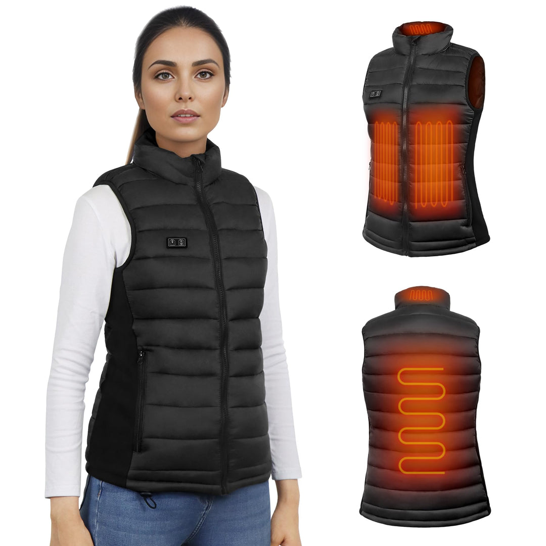 WUEAOA Beheizbare Weste Damen, Heizweste Damen, Wärmeweste mit Akku, Beheizte Weste, Wärmeweste Dame