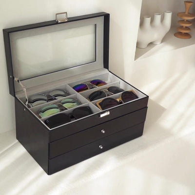 ProCase Brillenbox Sonnenbrillen Displaybox Aufbewahrungsbox aus Leder Brillenschatulle Brillenkoffe