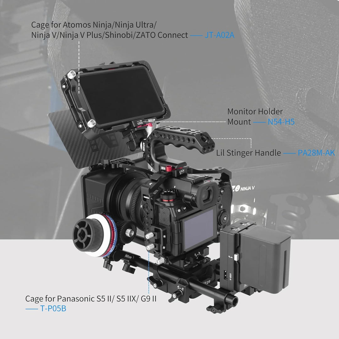 Nitze Ninja V Cage for Atomos Ninja V/Ninja V+ / Shinobi/ZATO Connect 5"/ Ninja/Ninja Ultra with HDM