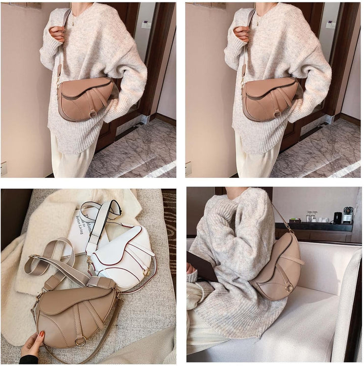 PURFANREE Women Trendy Small Clutch Purse Saddle Shoulder Bag Underarm Handbag Satchel HandBag Cross