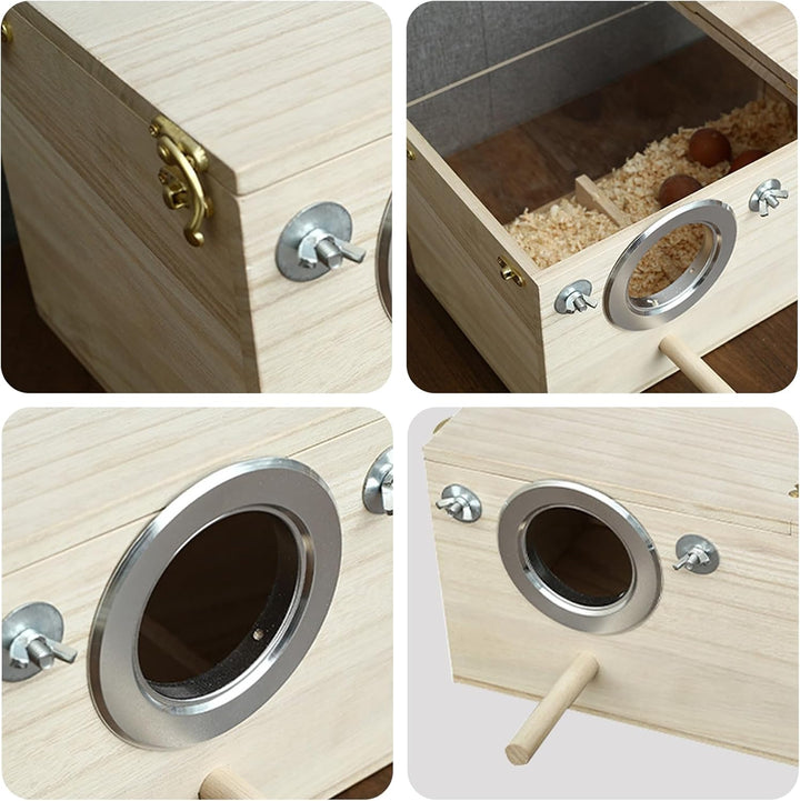 Wellensittich Nistkasten, Loch Links Vogelzucht Vogelhaus aus Holz, Transparentes Design Vogel zucht