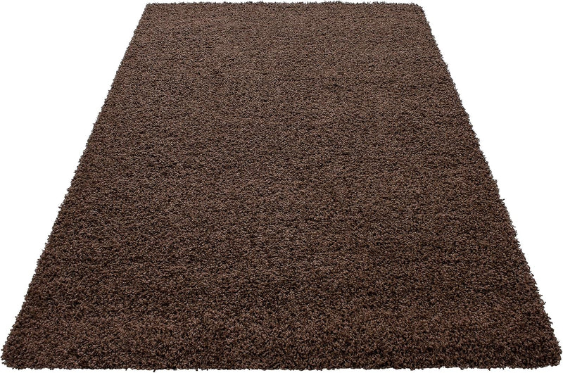 HomebyHome Shaggy Teppich Läufer Flur 80 x 150 cm - Shaggy Teppich Hochflor Braun Extra Weich und Fl