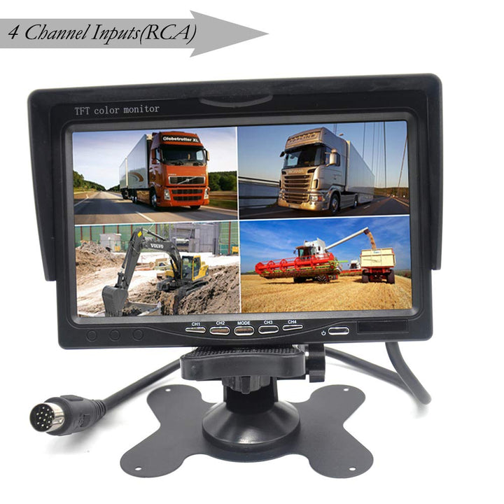 7 Zoll TFT LCD Auto Rückfahrkamera Quad Split Monitor Fernbedienung 4 Kanäle RCA Video Eingänge (4-P