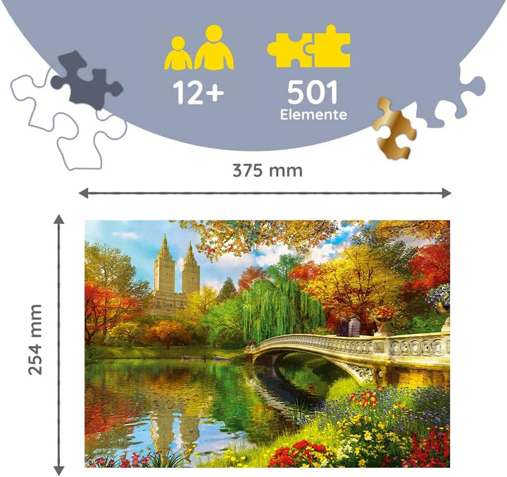Trefl - Holzpuzzle, Central Park, Manhattan, New York - 500 + 1 Teile, Wood Craft, unregelmässige Fo