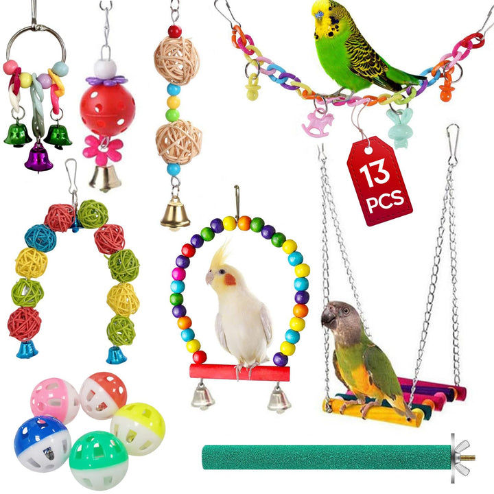 13 Stück Vogelspielzeug für Sittiche, Wellensittich Spielzeug, Vogelkäfig, Vogel Spielzeug, Vogelkäf