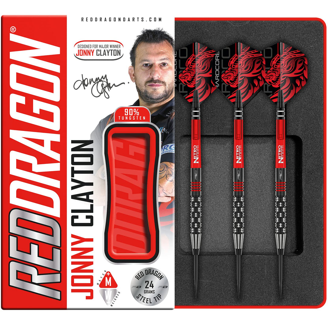 RED DRAGON Jonny Clayton PL Special Edition Tungsten Steel Dartpfeile Set mit Flights und Schäfte 24