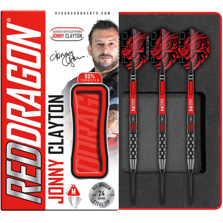 RED DRAGON Jonny Clayton PL Special Edition Tungsten Steel Dartpfeile Set mit Flights und Schäfte 24