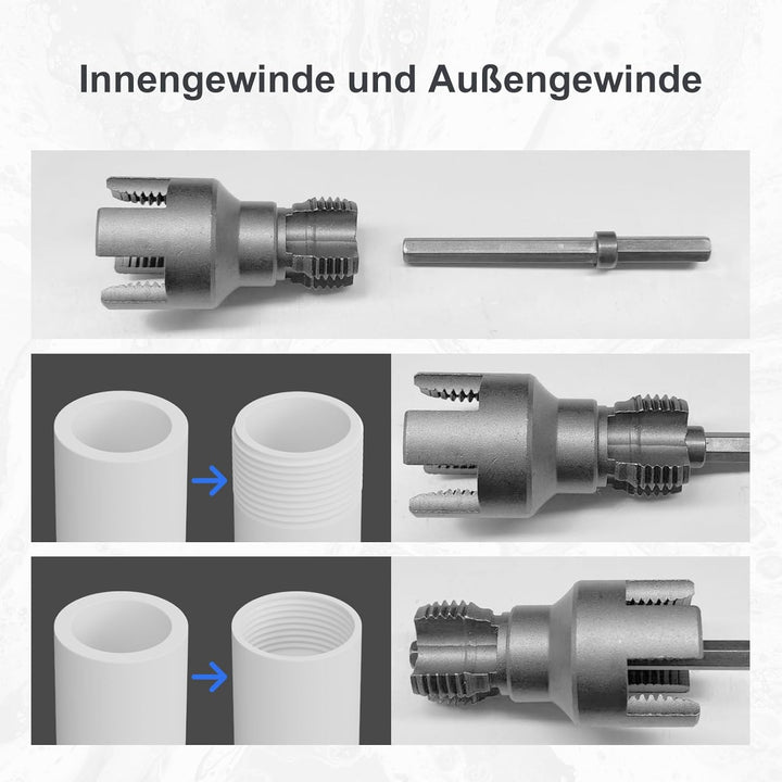 CSOOM Integrated Internal & External Pipe Threading Tool - 2 Stück, Elektrobohrer Kompatibel 2 in 1