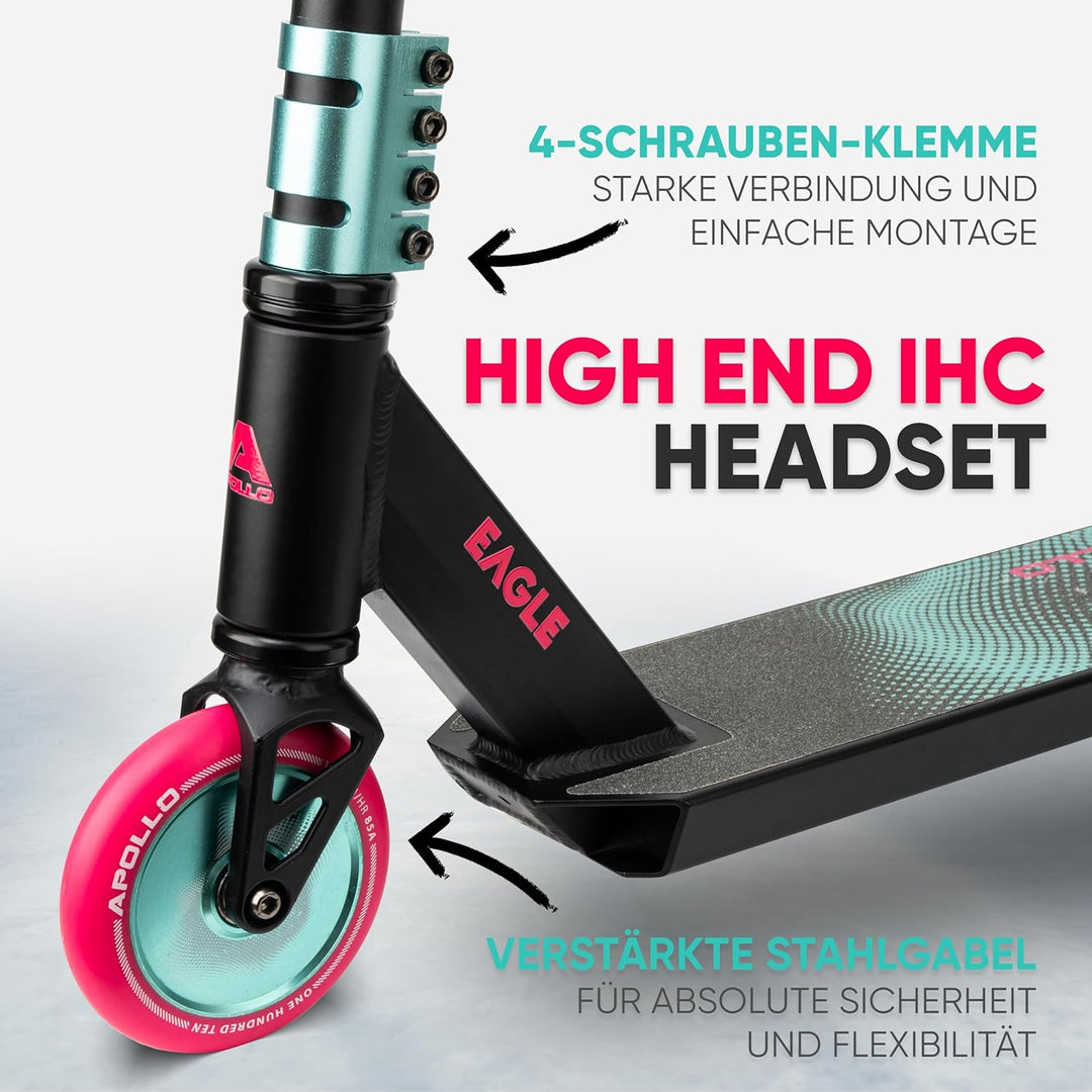 Apollo Stunt Scooter - Eagle, eloxierter Profi Stuntroller, Kinder Scooter mit ABEC 9 Kugellagern, 1