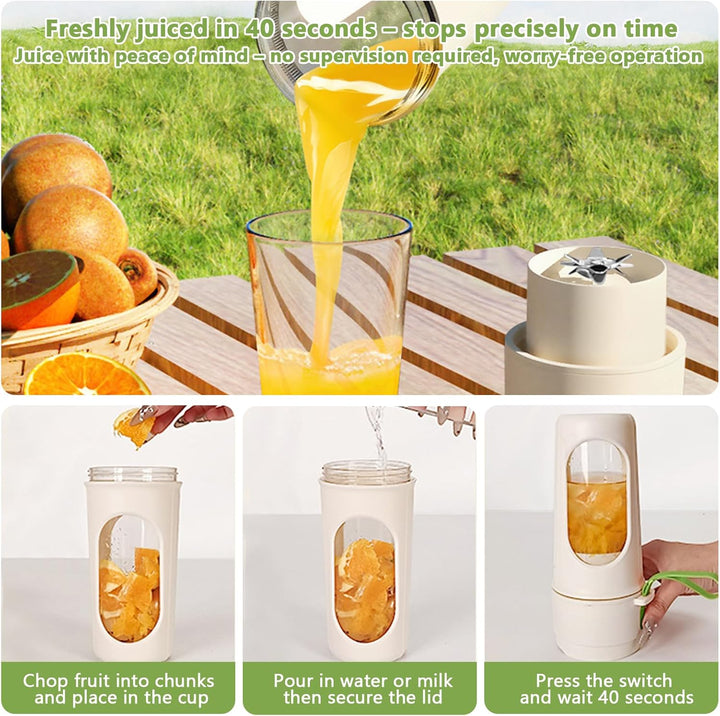 Smoothie Maker to Go, 450ml Tragbarer Mixer, Portable Blender mit 12-Klingen Edelstahl, Mini Mixer f