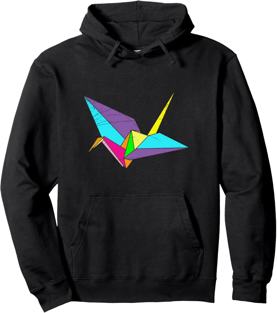 Papier Faltkunst Geschenk Farbenfrohes Kranich Origami Pullover Hoodie