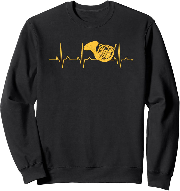 French Horn Music Lover Heartbeat French Horn Sweatshirt