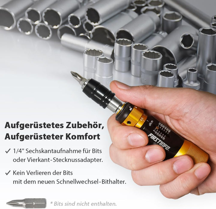 FIRSTINFO H5177 | 1/4 Zoll | 5-60cNm | Drehmomentschraubendreher | mit Rapidaptor Schnellwechselfutt
