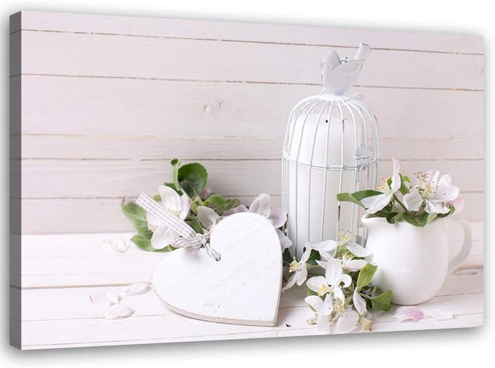 Feeby Bild auf Leinwand Herz Kunstdruck modern für Wohnung Weiss 80x60 cm M14321 80x60 cm, M14321 80