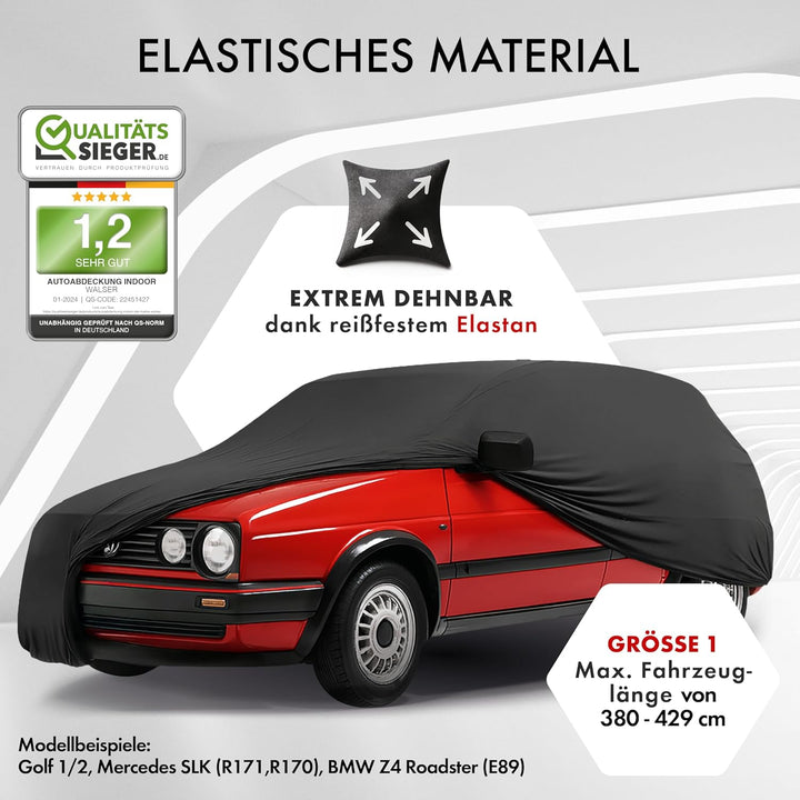 Walser Premium Abdeckung Auto Indoor Stretch Plus Qualitätssieger Sehr Gut* Autoabdeckung Winter Aut