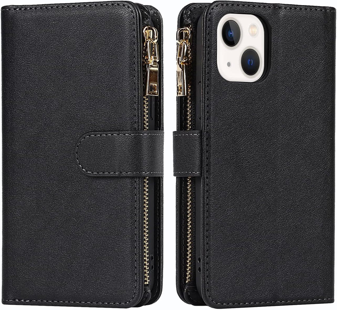CAVOR Handykette Handyhülle kompatibel mit iPhone 14 Plus Hülle Mit Band,Flip Leder Geldbörse Handyh