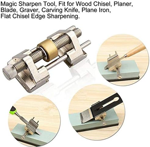 Powertool Kantenschärfer, Winkelschärfer, Klemmwinkel, Honführung mit Messingrolle für Holzmeissel,