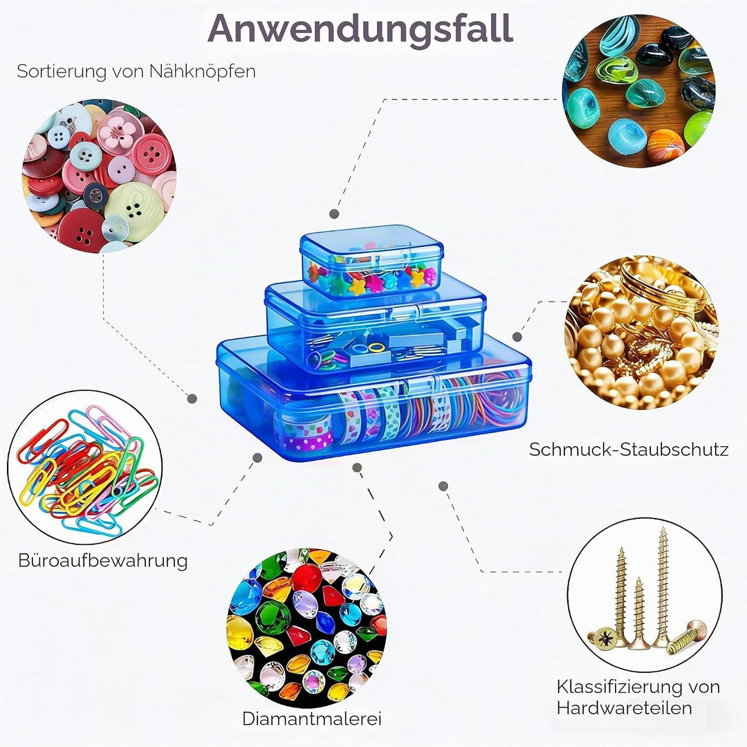 LJY 28-Stück Kleine Aufbewahrungsboxen mit Deckel, 3 Grössen, Stapelbare Sortierbox für Perlen, Bast