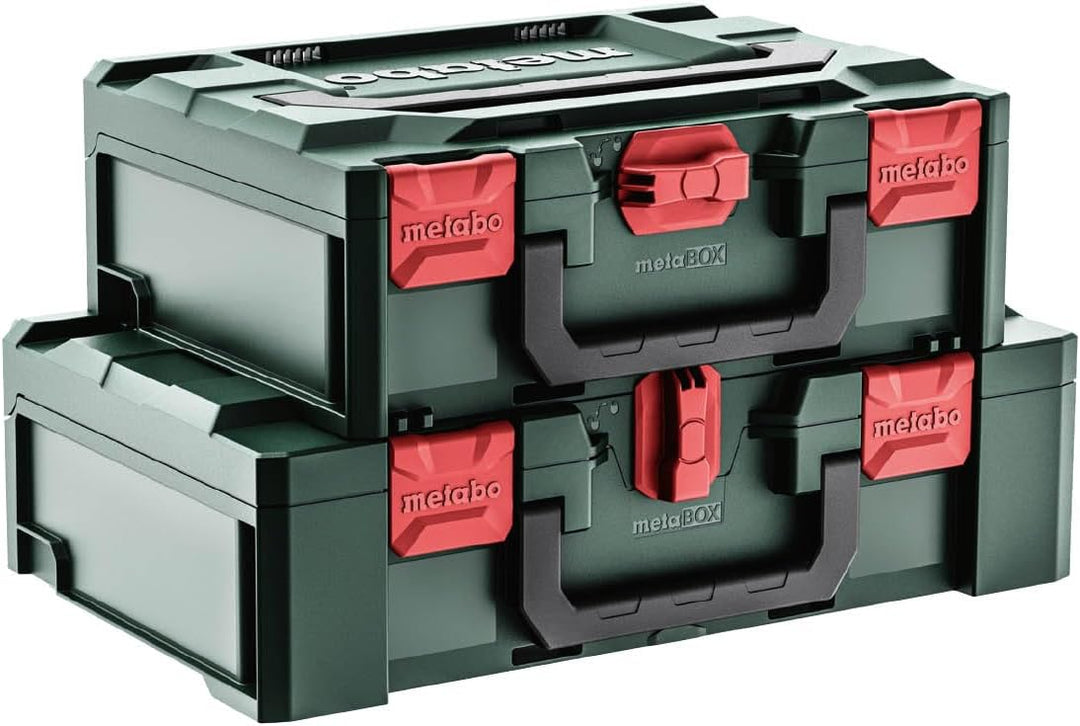 metabo Basis-Set - 2 x LiHDX 8.0 Ah Akkus, Schnellladegerät ASC 290, metaBOX 145 - Leistungsstark, l