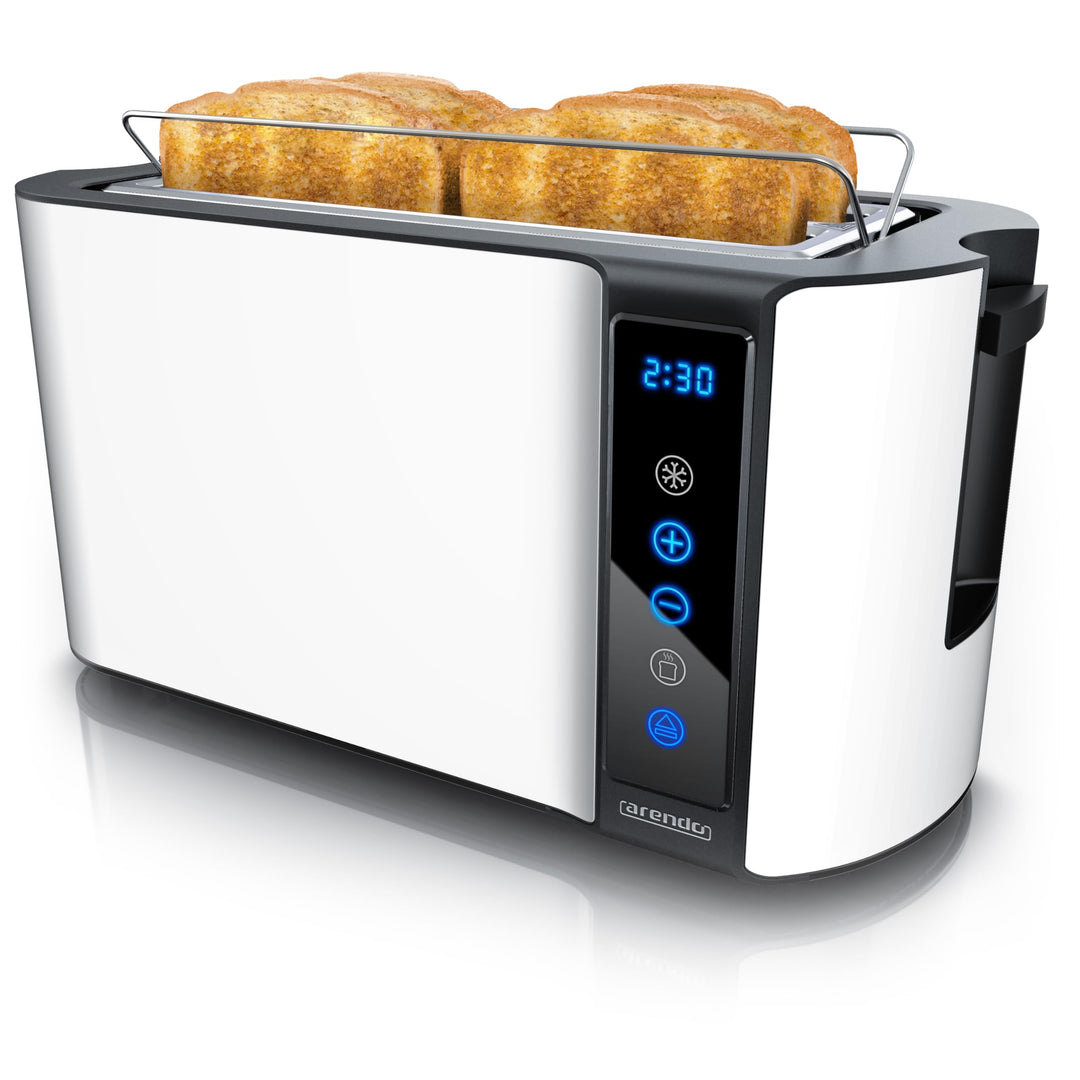 Arendo - Edelstahl Toaster Langschlitz 4 Scheiben- Touchscreen – Doppelwandgehäuse – Integrierter Br