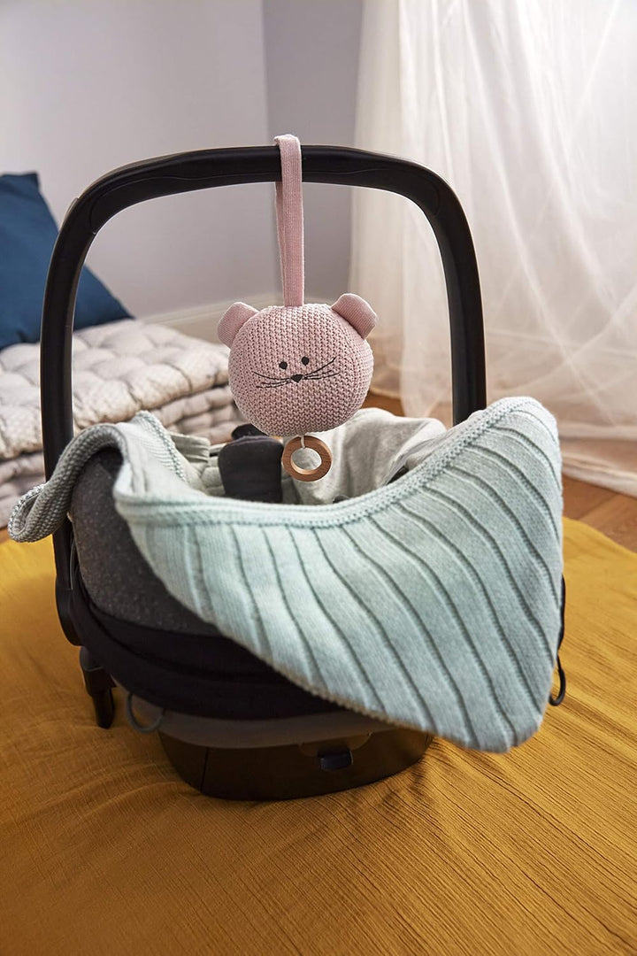LÄSSIG Baby Strickdecke für Autositz Autositzdecke Einschlagdecke Babyschale 100% Bio-Baumwolle GOTS