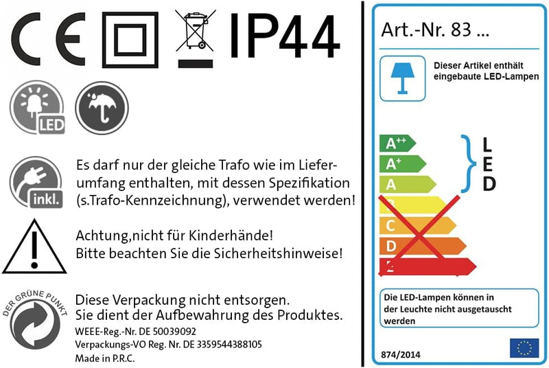 Dekohelden24 3er Set Weihnachtssterne aus Kunststoff in rot, inkl. LED Beleuchtung und Adapter, für