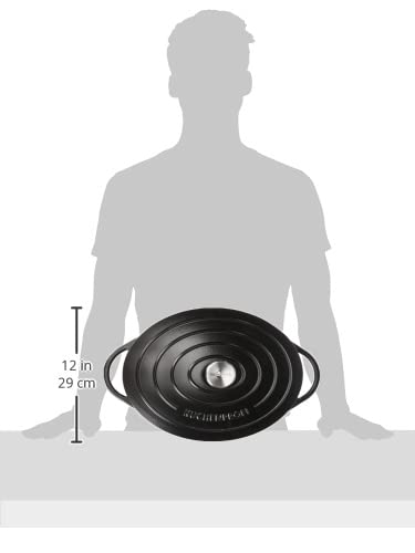Küchenprofi Gusseisen Bräter mit Deckel, schwarz, 33 cm, Schmortopf, Auflaufform, Dutch Oven, Brotba