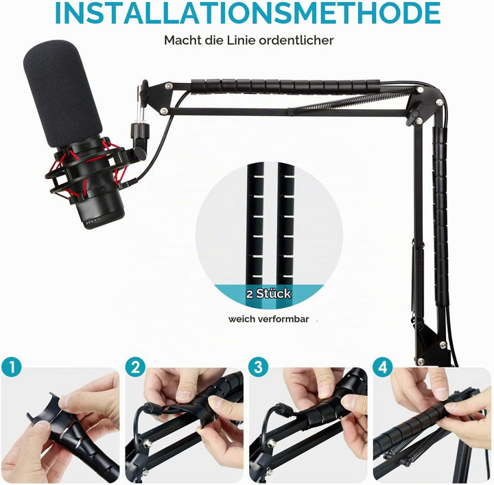 HyperX QuadCast Mikrofonarm - Mikrofonständer mit Popschutz kompatibel mit Hyperx QuadCast S Mikrofo