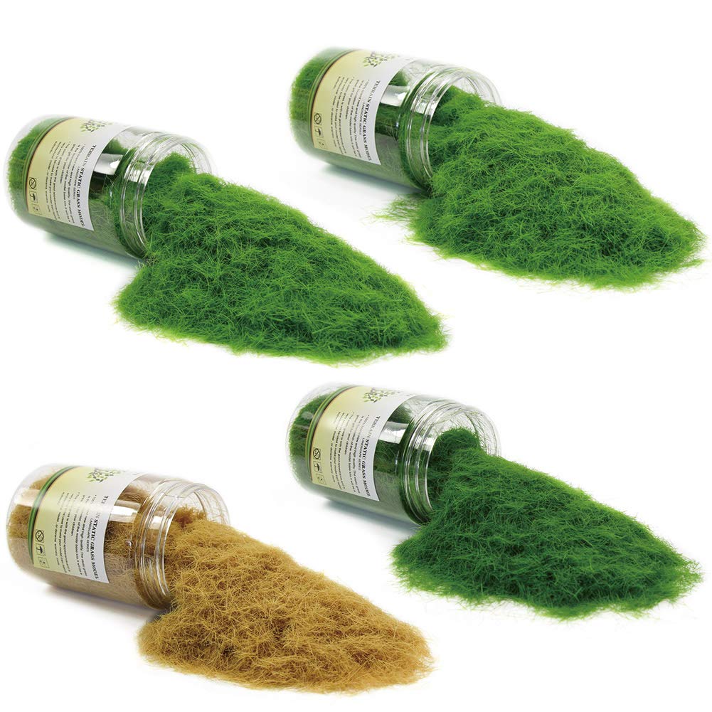 Evemodel 4 Flaschen*300ml 8mm Streugras Wiese Static Grass Powder Modellbahn Layout modellbau grass