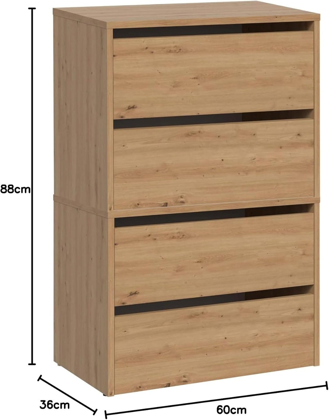 CDF Schuhschrank Modo X2 | Farbe: Eiche Artisan | Ideal für Vorzimmer, Flur, Büro | Schuhaufbewahrun