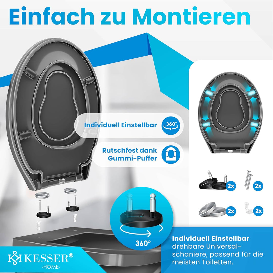 KESSER® WC Sitz mit Absenkautomatik Toilettendeckel Quick-Release-Funktion und Softclose - einfache