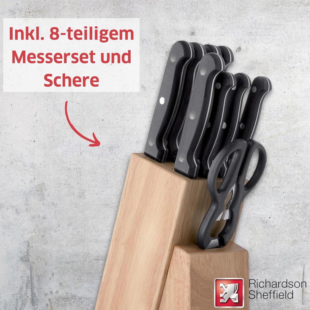 Richardson Sheffield ARTISAN Messerblock 9-teilig | Holzmesserblock inklusive Küchenmesser Set | Hol
