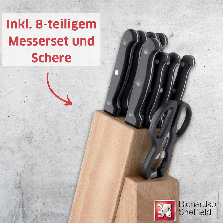 Richardson Sheffield ARTISAN Messerblock 9-teilig | Holzmesserblock inklusive Küchenmesser Set | Hol