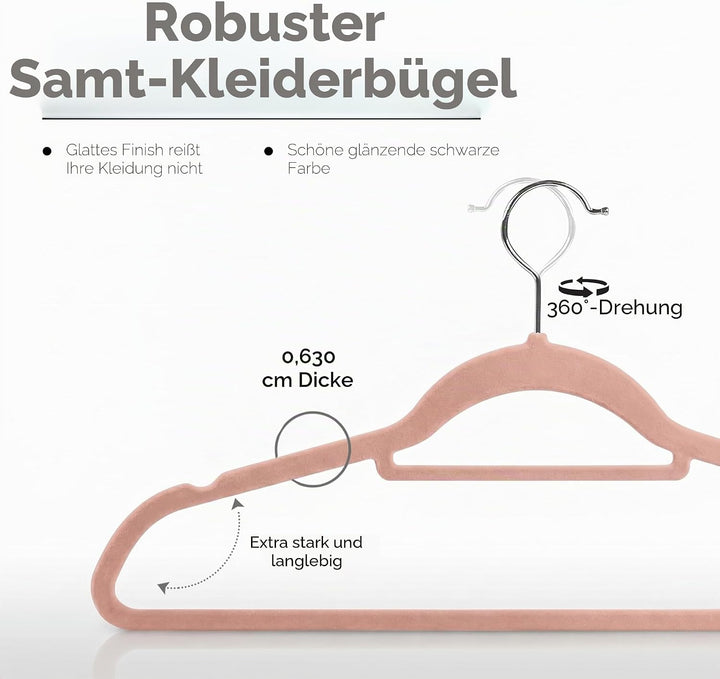 Utopia Home - Antirutsch-Kleiderbügel aus Samt - rutschfeste und strapazierfähige Kleiderbügel aus S