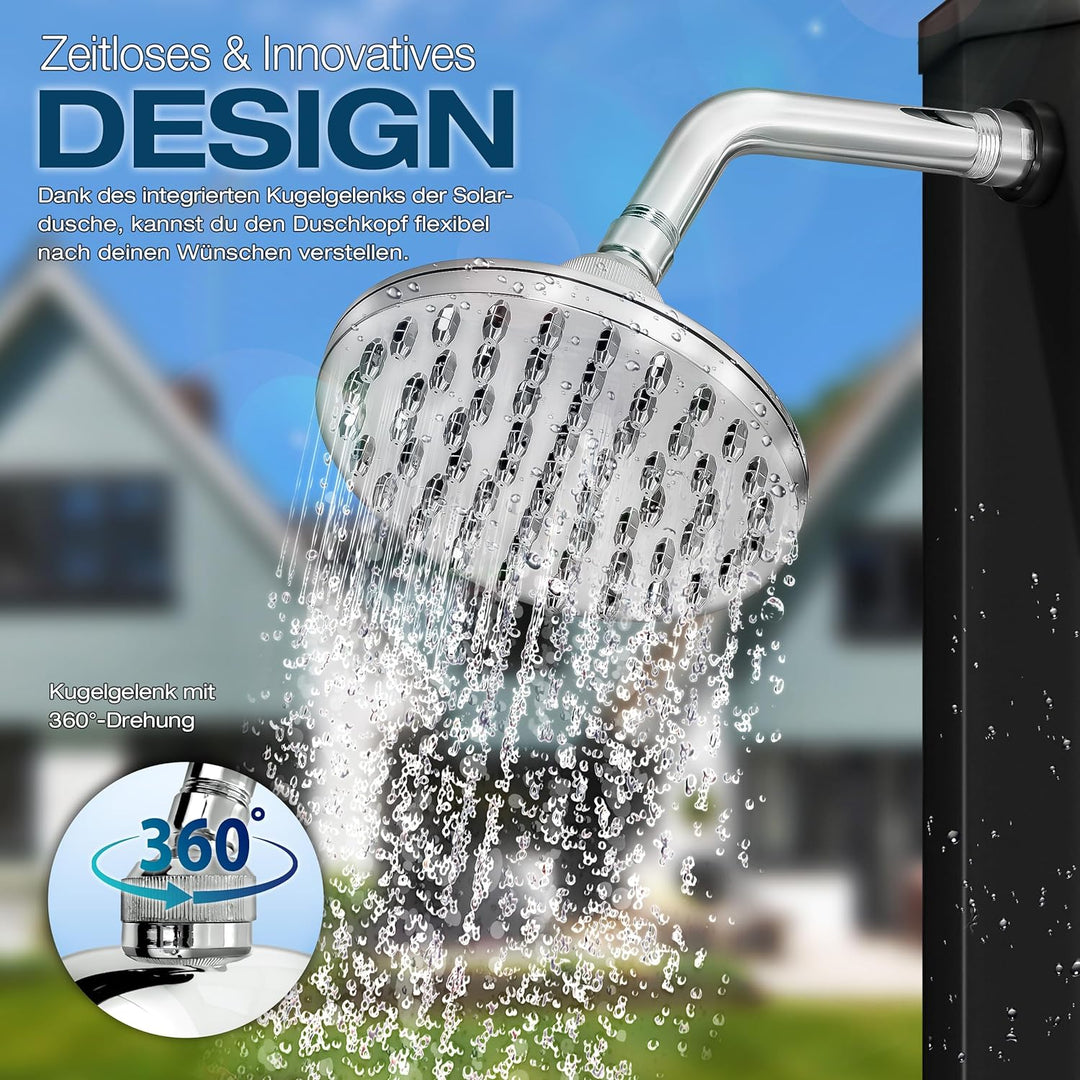 tillvex Solardusche 35 Liter inkl. Schutzhaube | Solar Garten-dusche warmes Wasser | Pooldusche Camp