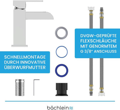 Bächlein Badarmatur Sotira fürs Bad in Bachlauf-Design, Einhebelmischer mit langlebiger Keramikkartu