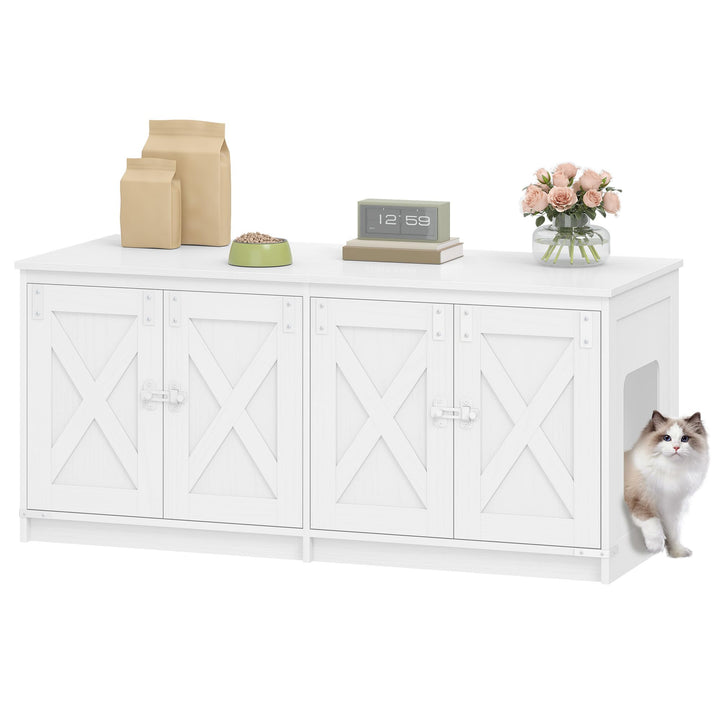 Hzuaneri Katzenschrank, Katzenklo Schrank für 2 Katzen, Versteckter Katzentoilettenschrank, Katzenha