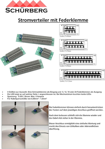 Schürberg Stromverteiler für Modellbau/RC | Gleichstrom & Wechselstrom | Verschiedene Modelle (Feder