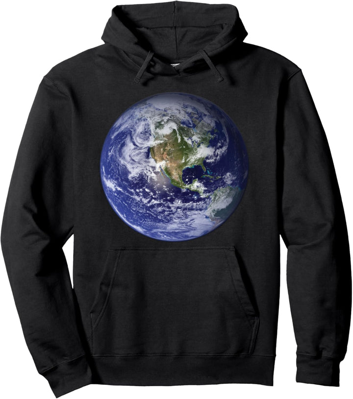 Erde Planet Erde Nordamerika Flacher Globus Weltraumwolken Pullover Hoodie