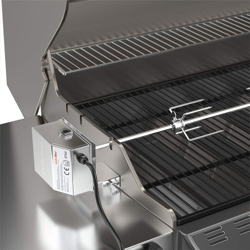 Onlyfire Universal Grillspiess Set, 120 cm inkl. 4X Fleischnadeln und Edelstahl Motor, 220V - 240V,