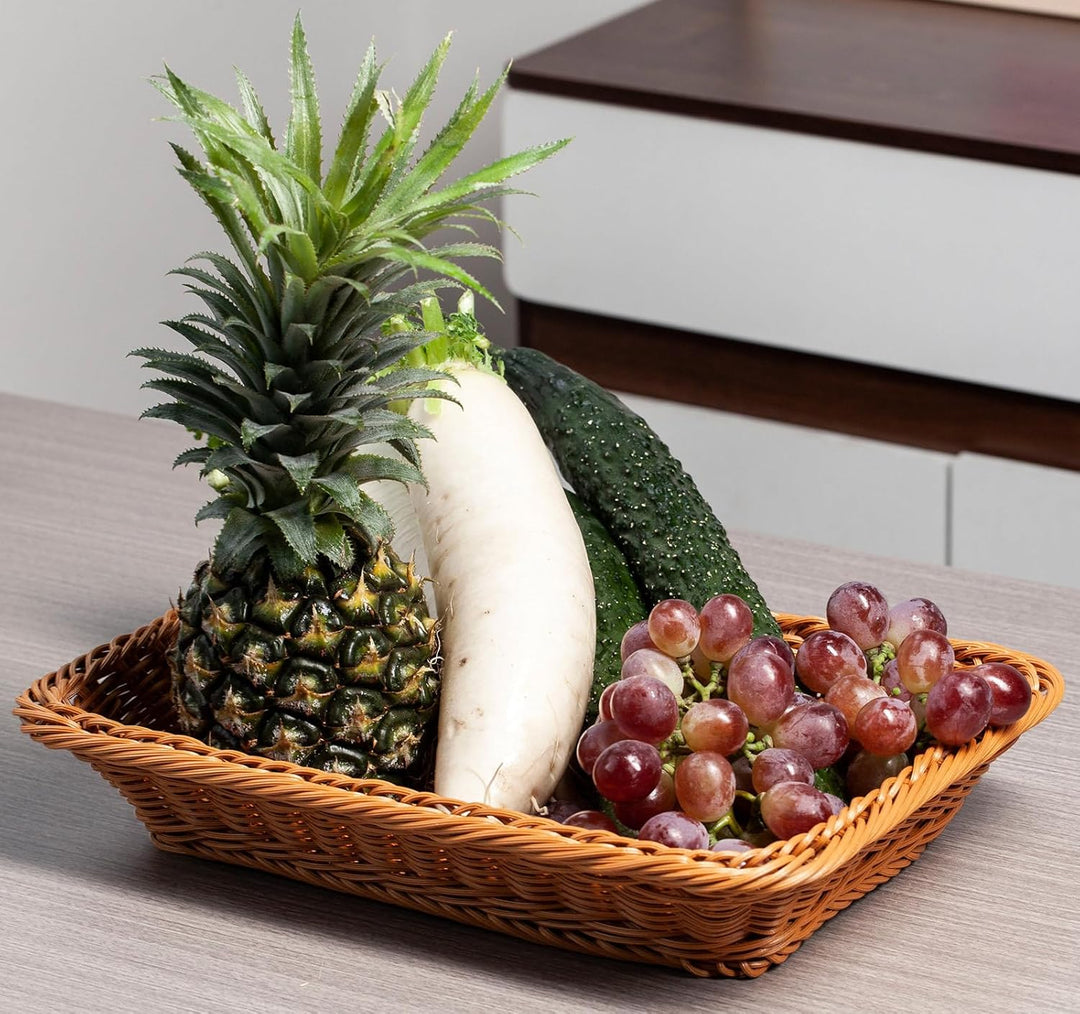 2er Set Brotkörbchen Brotkorb Geflochten 35 x 25 x 7 cm Körbchen aus Polypropylen,Geschenkkorb,Flech
