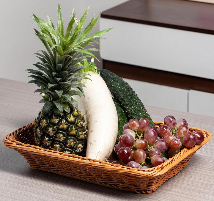 2er Set Brotkörbchen Brotkorb Geflochten 35 x 25 x 7 cm Körbchen aus Polypropylen,Geschenkkorb,Flech