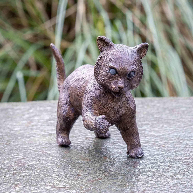 IDYL Bronze-Skulptur Stehendes Kätzchen | 10x6x15 cm | Katzen Tierfigur aus Bronze handgefertigt | G