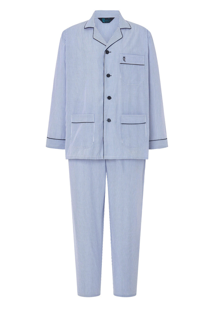 El Búho Nocturno Schlafanzug Herren Lang Baumwolle Pyjama Für Herren Klassisch Revers Knopfjacke Kar