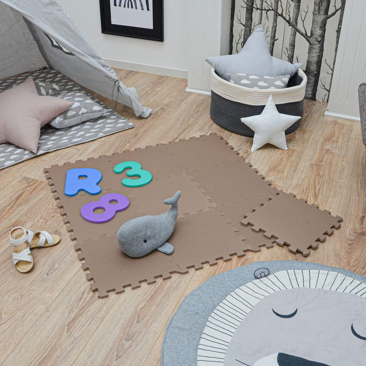LittleTom Spielmatte Baby Puzzlematte - 9 Matten je 30x30x1 cm Krabbelmatte 90x90 cm Bodenmatte Kind