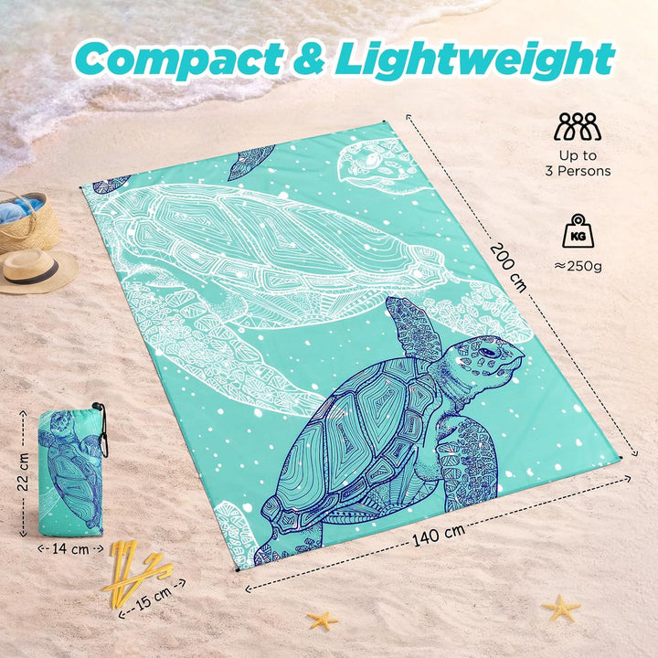 Sandfreie Stranddecke 200x140 cm – Ultraleichte & Kompakte Strandmatte | Wasserdichte Picknickdecke