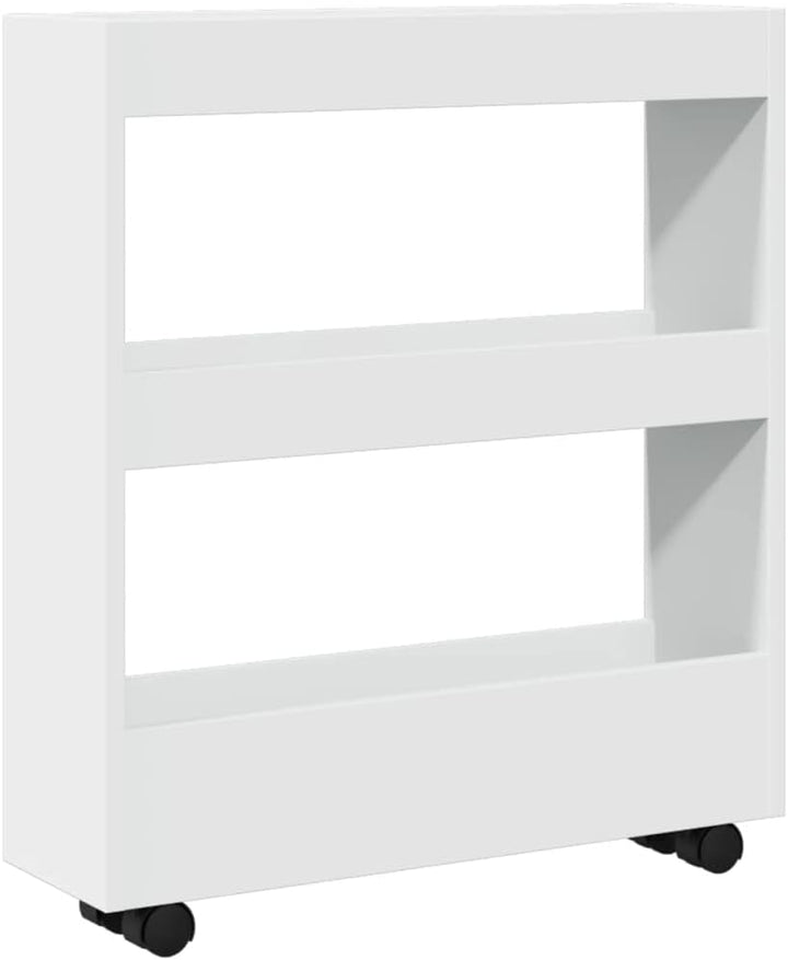 Tomostar Küchenwagen, schmal, mit Rollen, 3 Ebenen, 60 x 18 x 70 cm, Holz, Weiss