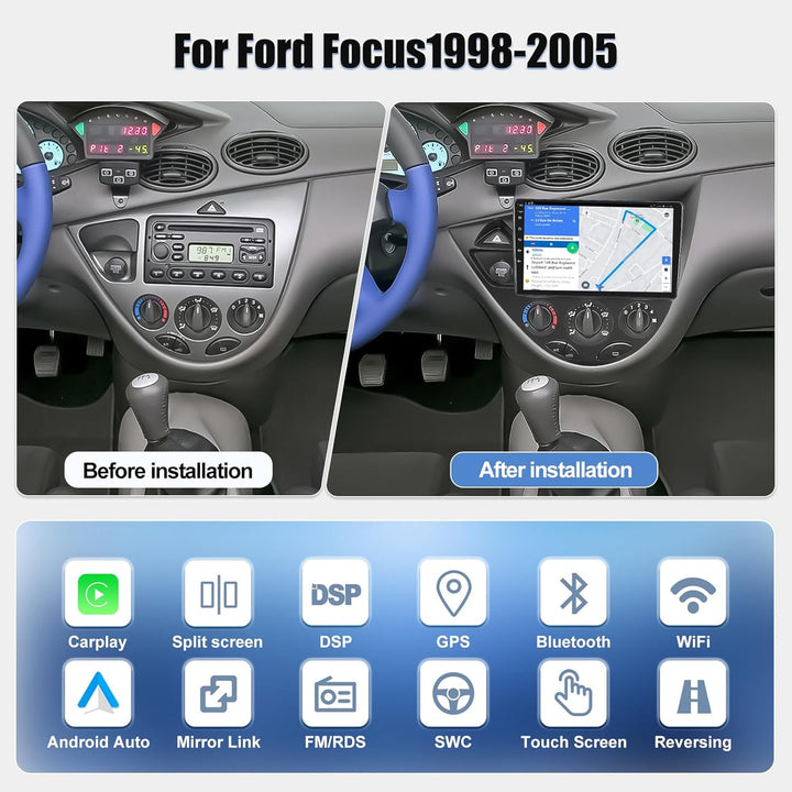 4G+64G 8-Core CAMECHO Android 15 Autoradio für Ford Focus MK1 C170 1998-2005 mit Navi Carplay Androi