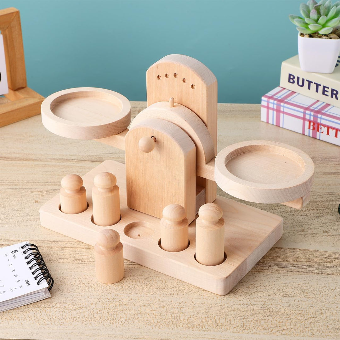 ibasenice Holzwaage Kinder Spielzeug, Montessori Lernspielzeug für Gleichgewicht & Gewicht, Pädagogi