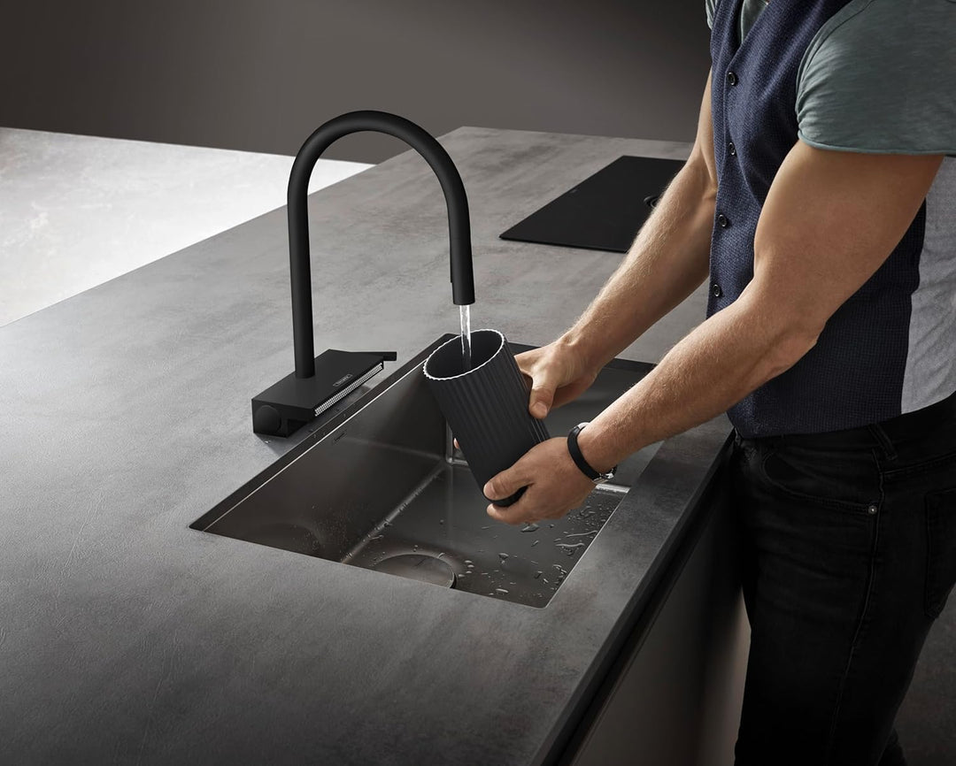 hansgrohe Küchenarmatur Aquno Select M81 (Wasserhahn Küche mit Abtropfsieb, 360° schwenkbar, auszieh